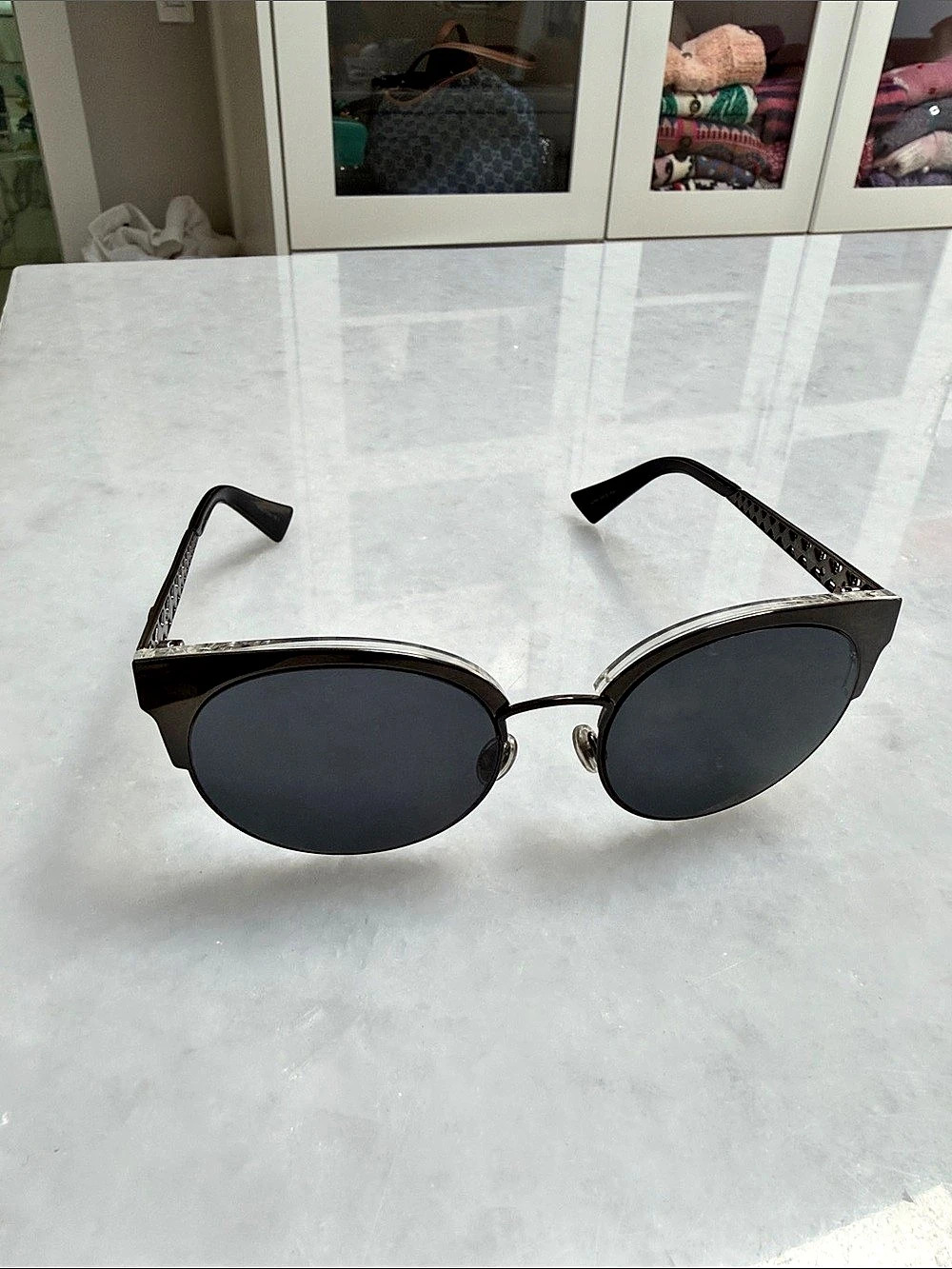 Christian Dior Diorama Club Sunglasses Black & Silver